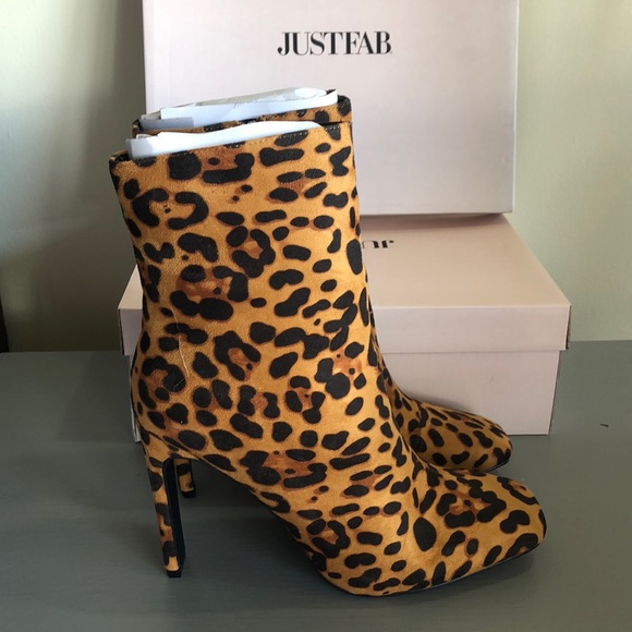 JustFab Shoes - NEW JUSTFAB YUKI HEELED BOOTS, Leopard, US 9.5, Never Worn, New in Box